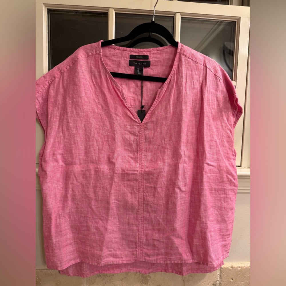 Tahari Fuchsia Linen Blouse